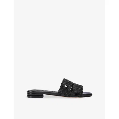 Kurt Geiger Womens Black Crystal Chain Patent-leather Sandals Eur 40 / 7 Uk