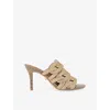 Kurt Geiger Womens Gold Comb Crystal Chain Woven Heeled Mules Eur 39 / 6 Uk In Gold