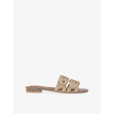 Kurt Geiger Womens Gold Comb Crystal Chain Woven Sandals Eur 37 / 4 Uk In Multi