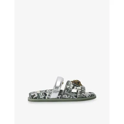 Kurt Geiger Camouflage Eagle Cut Out Sandals In Green