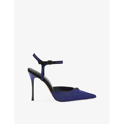 Kurt Geiger 105mm Eagle Crystal-embellished Ankle-strap Sandals In Blue