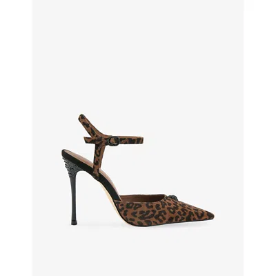 Kurt Geiger 105mm Eagle-head Leopard-print Pumps In Brown