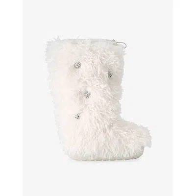 Kurt Geiger Womens  London Embellished Shearling Knee-high Snow Boots In White