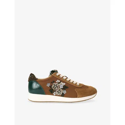 Kurt Geiger Womens Brown/oth Islington Embellished Woven Trainers Eur 39 / 6 Uk