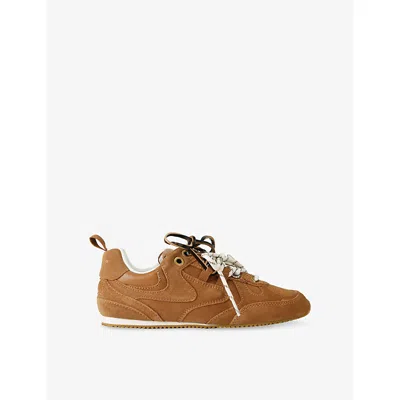 Kurt Geiger Womens Tan K Slim Suede Trainers Eur 39 / 6 Uk In Brown