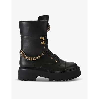 KURT GEIGER WOMENS KURT GEIGER LONDON KENSINGTON EAGLE-EMBELLISHED LEATHER COMBAT BOOTS