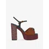Kurt Geiger Womens Dk.brn Com Kensington Embellished Platform Sandals Eur 38/5 Uk In Multi