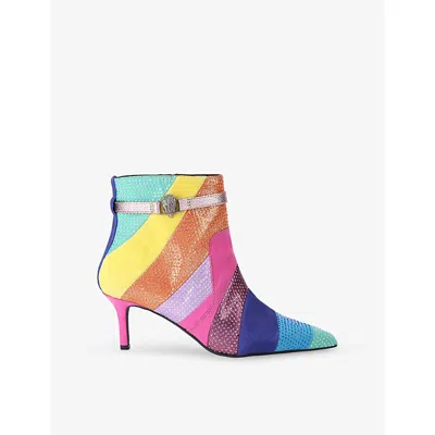 KURT GEIGER WOMENS MULT/OTHER KENSINGTON FAUX-LEATHER HEELED ANKLE BOOTS EUR 36 / 3 UK