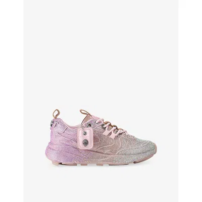 Kurt Geiger Womens  London Kurt Crystal Woven Trainers In Pink
