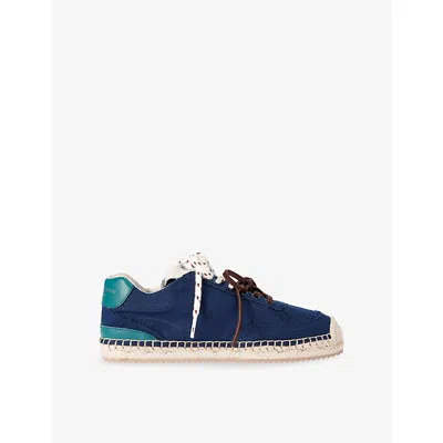 Kurt Geiger Womens Navy Kurt Espadrille Woven Trainers Eur 42/ 9 Uk In Blue
