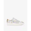 Kurt Geiger Womens Lane Star Snakeskin-embossed Metallic-leather Low-top Trainers Silv In Silver