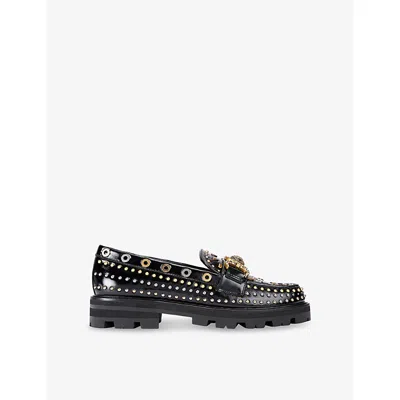 Kurt Geiger Womens Black/comb Mansion Stud Leather Loafers Eur 37 / 4 Uk