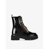 Kurt Geiger Matilda Charm Patent Leather Boots In Black