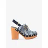 Kurt Geiger Denim Mayfair Clog Slingback Pumps In Blue