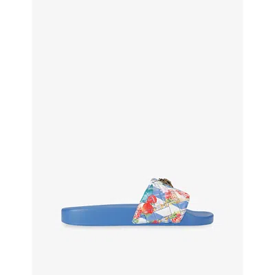 Kurt Geiger Womens  London Meena Eagle Quilted Faux Leather Sandals In White/oth