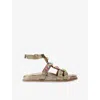 Kurt Geiger Womens Bronze Com Octavia Flexi Crystal-embellished Metallic-leather Sandals In Bronze Com