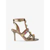 Kurt Geiger Womens Bronze Com Octavia High Crystal-embellished Metallic-leather Heeled Sandals In Bronze Com