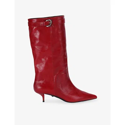 Kurt Geiger Womens  London Opera Faux-leather Calf Boots In Red