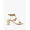 Kurt Geiger London Regent Buckle Embellished Gladiator Sandal In Gold