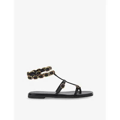 Kurt Geiger Womens  London Regent Leather Sandals In Black