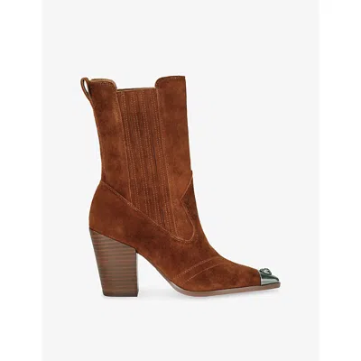 Kurt Geiger 85mm Regent Suede Boots In Brown