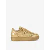 Kurt Geiger Leather Southbank Tag Sneakers In Gold