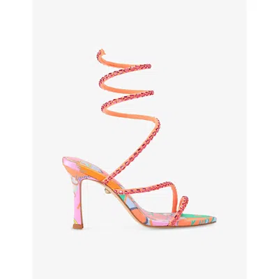 Kurt Geiger Spiral Asymmetric-strap Heeled Sandals In Multi