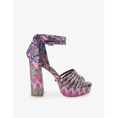 Kurt Geiger Pierra Butterfly Sequin Platform Sandals In Purple