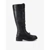 Kurt Geiger Womens Monument Strap-embellished Leather Knee-high Boots Blac In Black