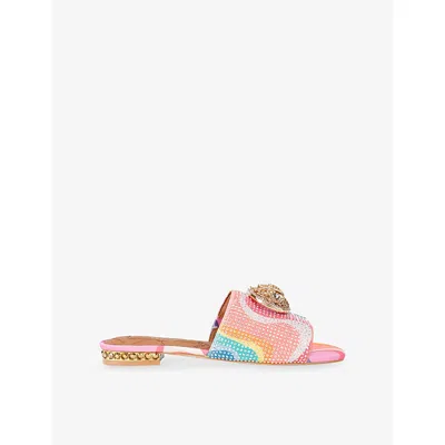 Kurt Geiger Womens Mult/other Chelsea Flat Satin Sandals Eur 39 / 6 Uk In Multi