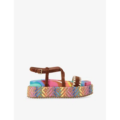 Kurt Geiger Womens  London Chelsea Flatform Leather Sandals In Mult/other
