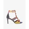 Kurt Geiger Womens Mult/other Gem High Heeled Woven Gladiator Sandals Eur 39 / 6 Uk In Multi