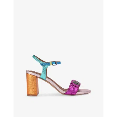 KURT GEIGER WOMENS MULT/OTHER KENSINGTON LANGLEY 75 COLOUR-BLOCK METALLIC LEATHER HEELED SANDALS EUR 36 / 3 UK