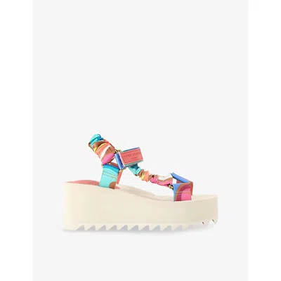 KURT GEIGER WOMENS MULT/OTHER ORION PLATFORM WOVEN SANDALS EUR 41 / 8 UK