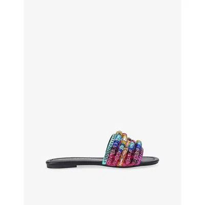 Kurt Geiger Womens  London Southbank Beaded Flat Sandals In Multi