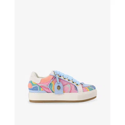Kurt Geiger Womens Mult/other Southbank Tag Suede And Woven Trainers Eur 38/5 Uk In Multi