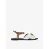 Kurt Geiger Womens  London Orson Cross-strap Patent-leather Flat Sandals In Bone/comb