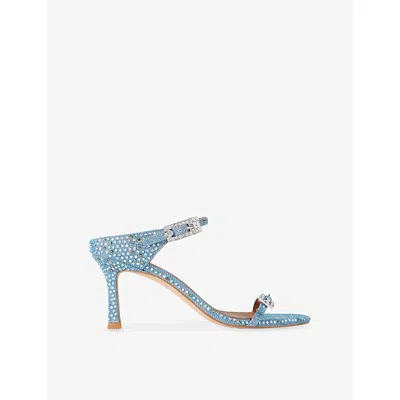 Kurt Geiger Womens Pale Blue Strass Heeled Woven Mules Eur 36 / 3 Uk