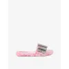 Kurt Geiger Womens Cosy Bow Faux-fur Slides Pale Pink Eur 39 / 6 Uk In Pink