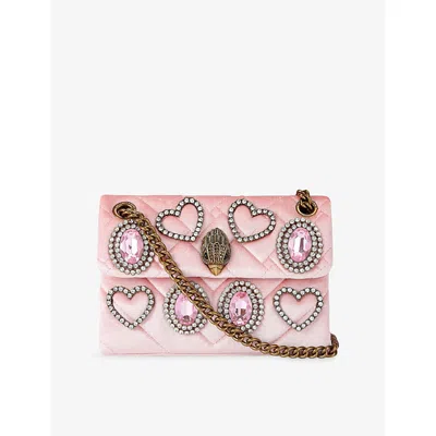 Kurt Geiger Womens Pale Pink Mini Kensington Velvet Cross-body Bag