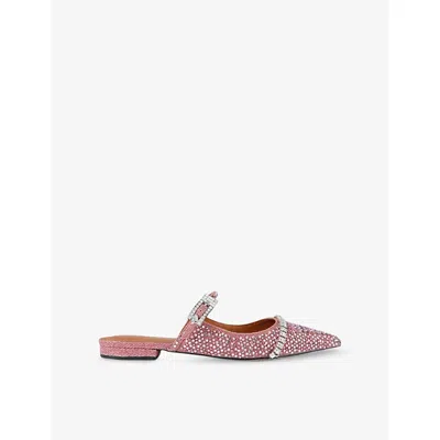 Kurt Geiger Womens Pink Strass Buckle Woven Flat Mules Eur 38/5 Uk