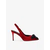 Kurt Geiger 65mm Crystal-embellished Bow Slingback Flats In Red