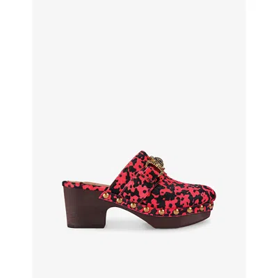 Kurt Geiger Womens Red Comb Mansion Heeled Leather Clogs Eur 41 / 8 Uk