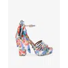 Kurt Geiger 115mm Pierra Ankle-tie Platform Sandals In Red Comb