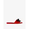 Kurt Geiger Kensington Bow-embellished Velvet Sandals In Red