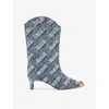 Kurt Geiger Denim Crystal-embellished Regent Boots In Denim
