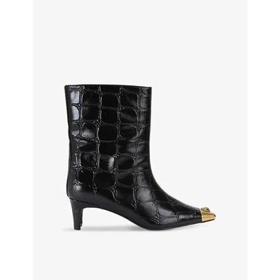KURT GEIGER WOMENS KURT GEIGER LONDON REGENT TOE-CAP HEELED PATENT-LEATHER ANKLE BOOTS