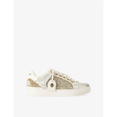 Kurt Geiger Womens Southbank Tag Glitter Trainers Gold Comb Eur 38/5 Uk