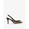 Kurt Geiger Womens Belgravia Eagle-embellished Slingback Faux-leather Heeled Courts Tan Comb In Tan Comb