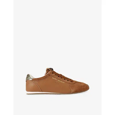 Kurt Geiger Womens Tan Comb Islington Leather Trainers Eur 35 / 2 Uk In Brown